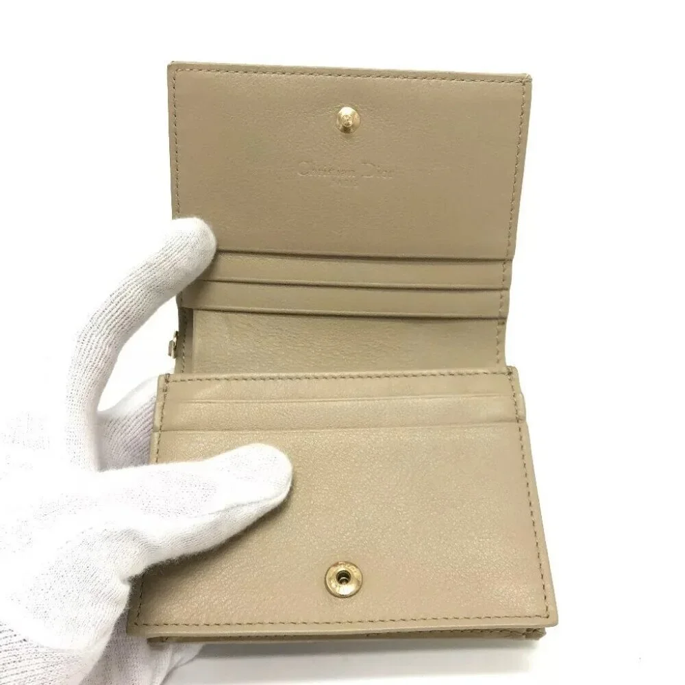 CHRISTIAN DIOR LADY DIOR Cannage Mini Wallet Compact Bifold Wallet Unused